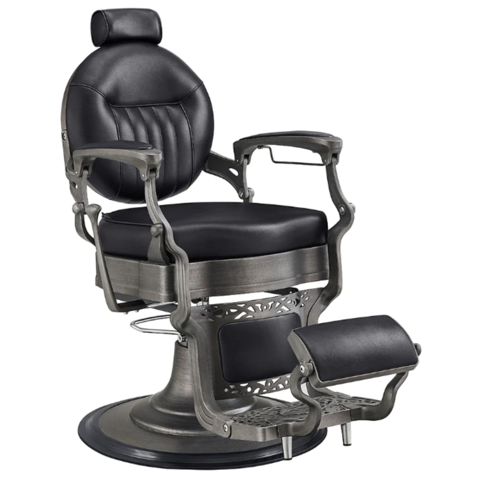 DIR Kaiser Retro Style Vintage Barber Chair Black Variant Front Angled View On White Background