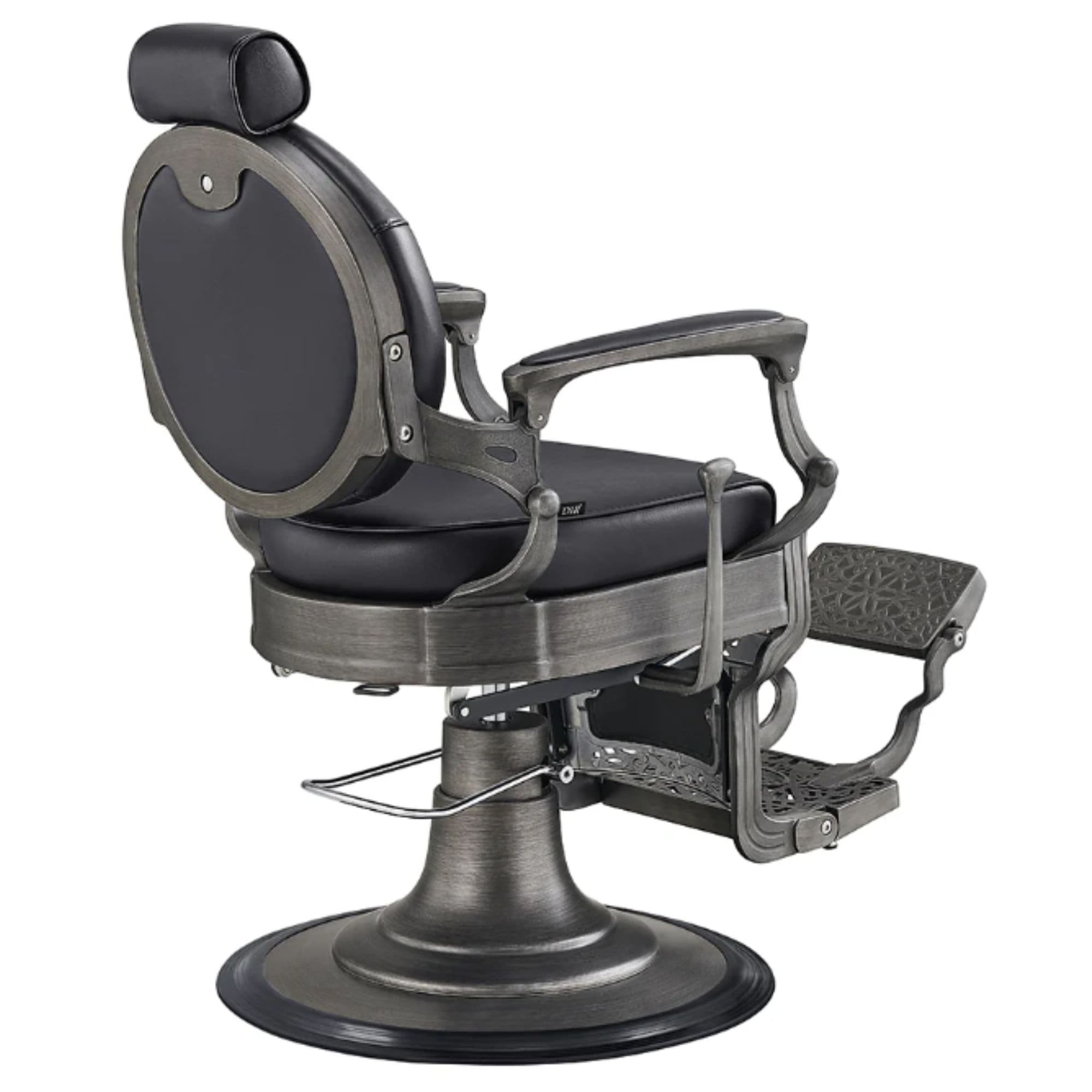 DIR Kaiser Retro Style Vintage Barber Chair Black Variant Rear Angled View On White Background