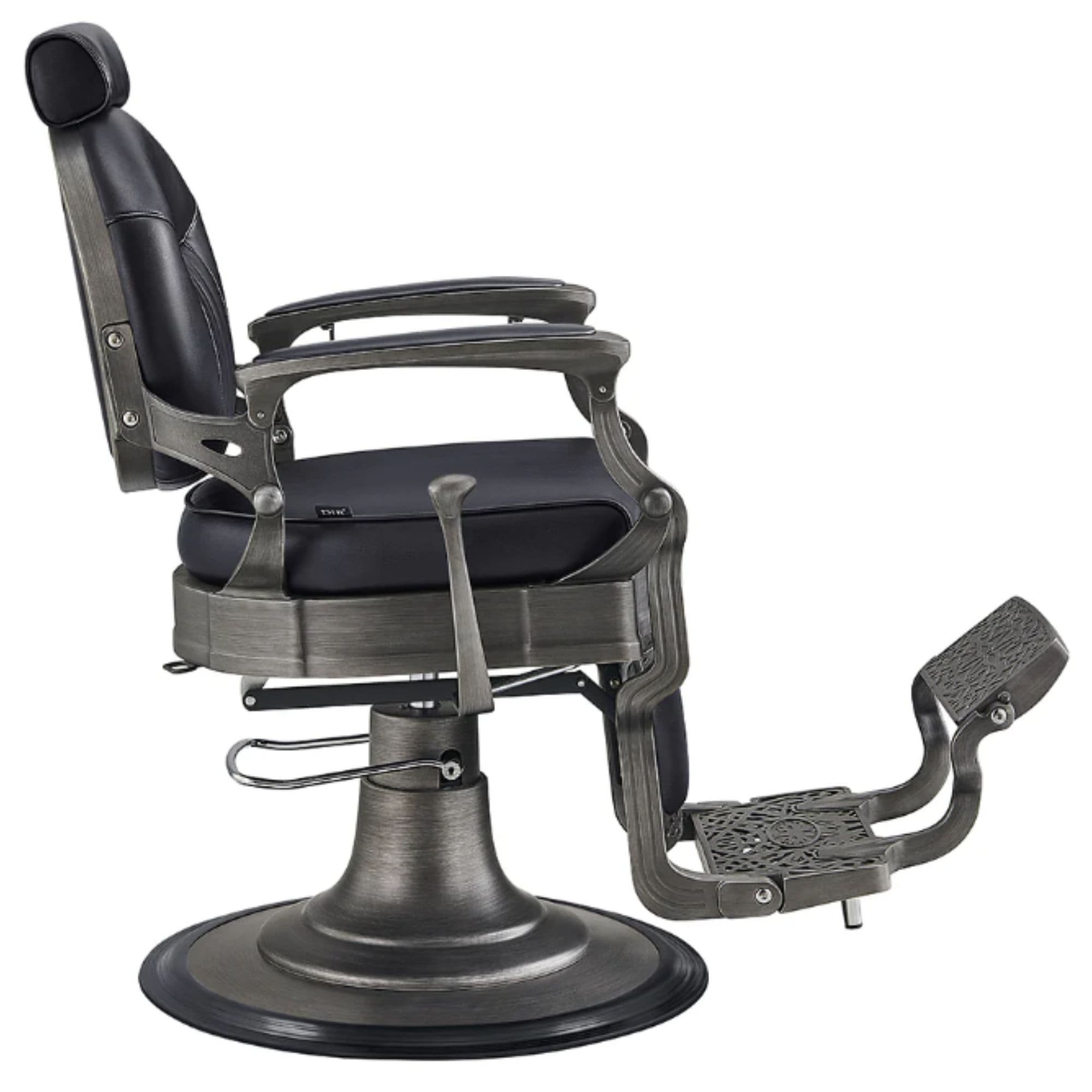 DIR Kaiser Retro Style Vintage Barber Chair Black Variant Side View On White Background
