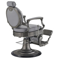 Thumbnail for DIR Kaiser Retro Style Vintage Barber Chair Gray Variant Rear Angled View On White Background