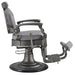 DIR Kaiser Retro Style Vintage Barber Chair Gray Variant Side View Demonstrating The Swing Range Of Foot Rest Extension On White Background