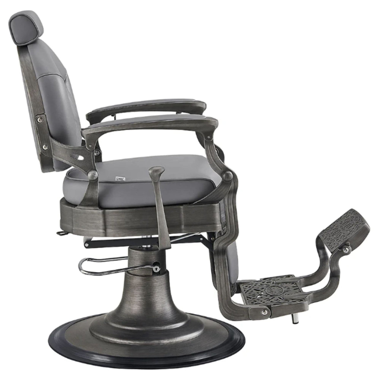 DIR Kaiser Retro Style Vintage Barber Chair Gray Variant Side View On White Background