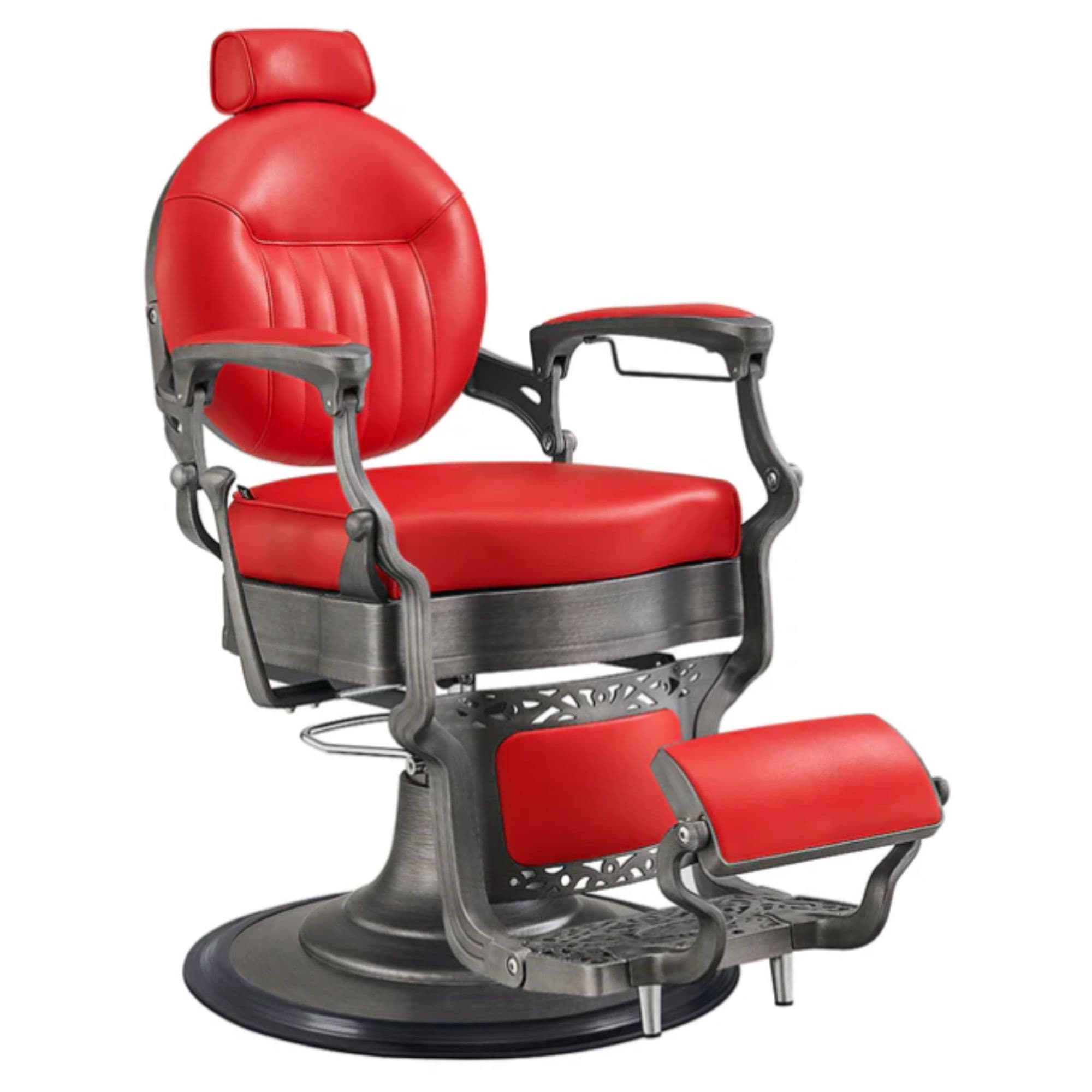 DIR Kaiser Retro Style Vintage Barber Chair Red Variant Front Angled View On White Background