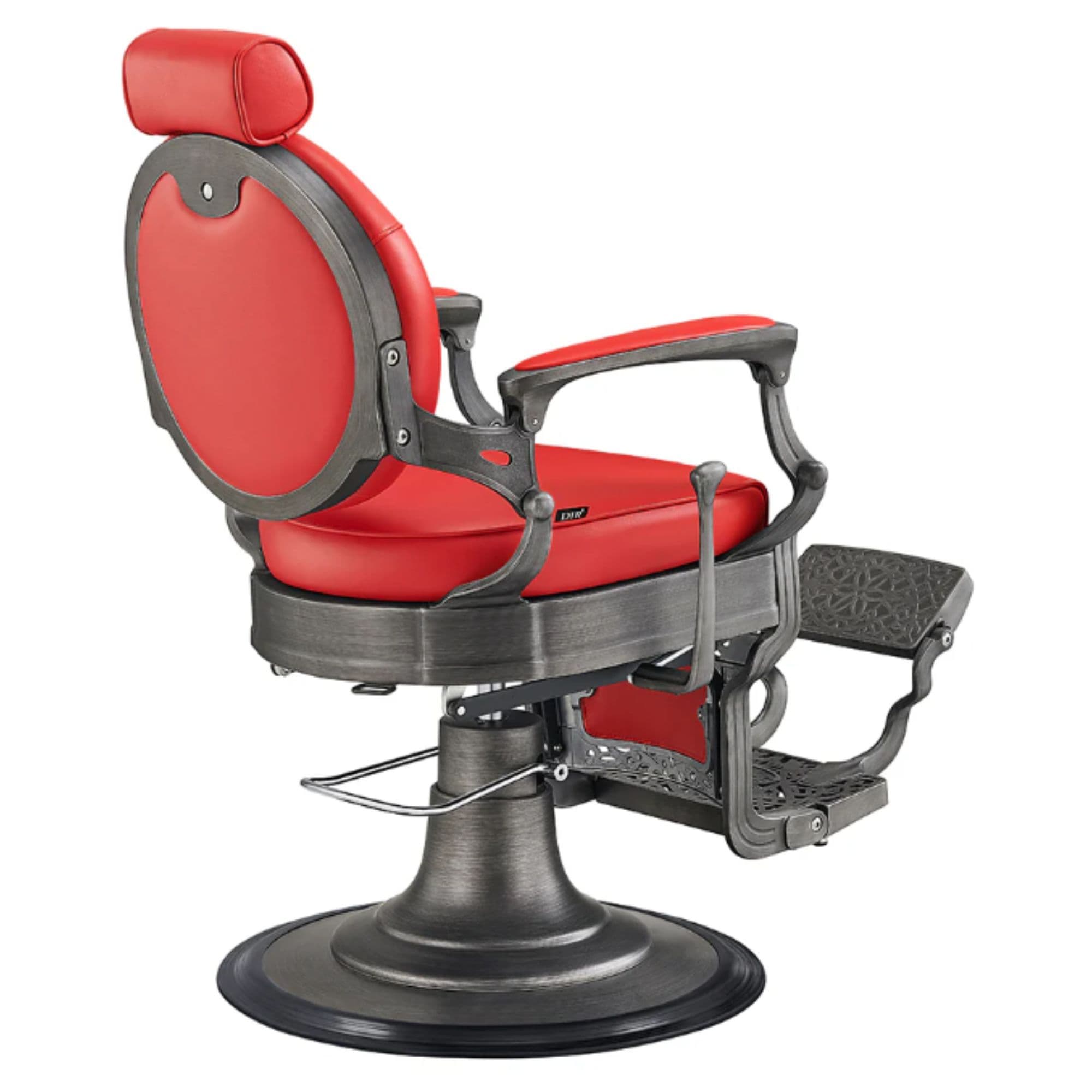 DIR Kaiser Retro Style Vintage Barber Chair Red Variant Rear Angled View On White Background