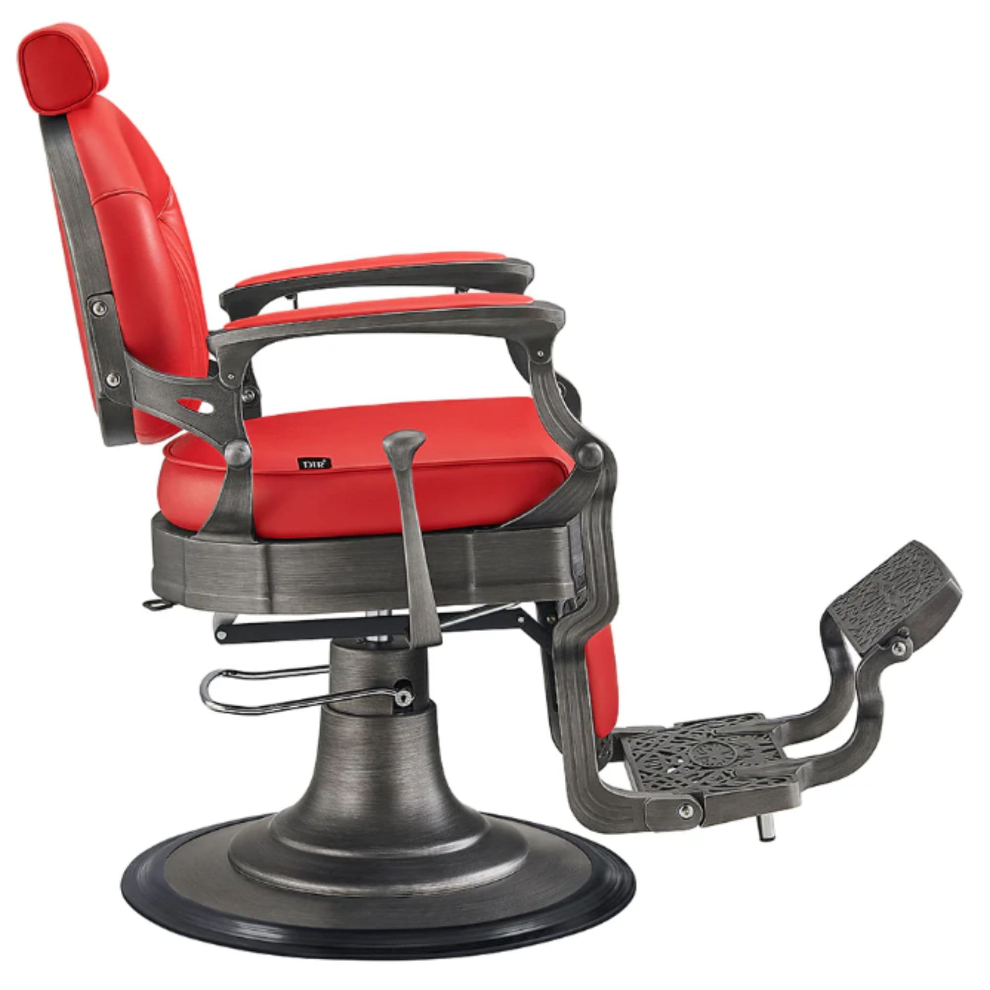 DIR Kaiser Retro Style Vintage Barber Chair Red Variant Side View On White Background