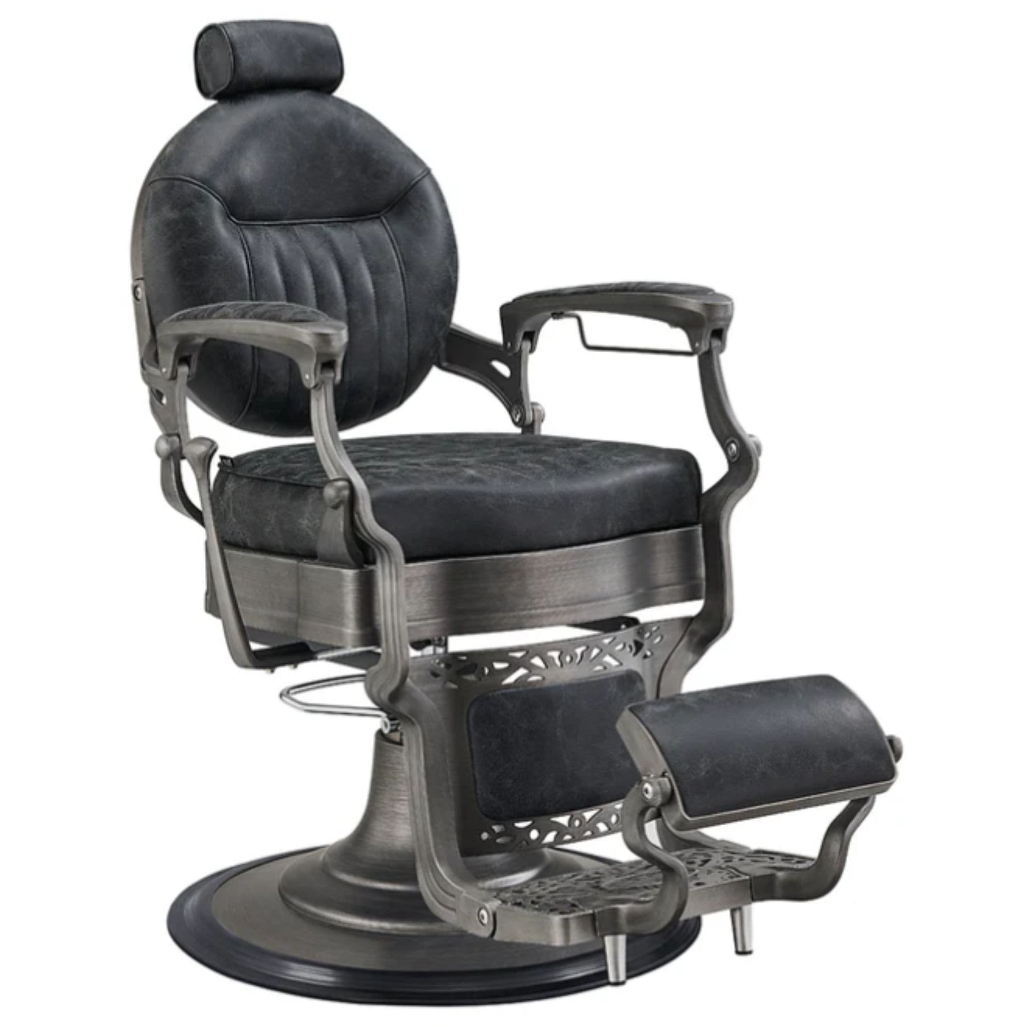 DIR Kaiser Retro Style Vintage Barber Chair Vintage Black Variant Front Angled View On White Background