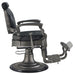 DIR Kaiser Retro Style Vintage Barber Chair Vintage Black Variant Side View Demonstrating The Swing Range Of Foot Rest Extension On White Background