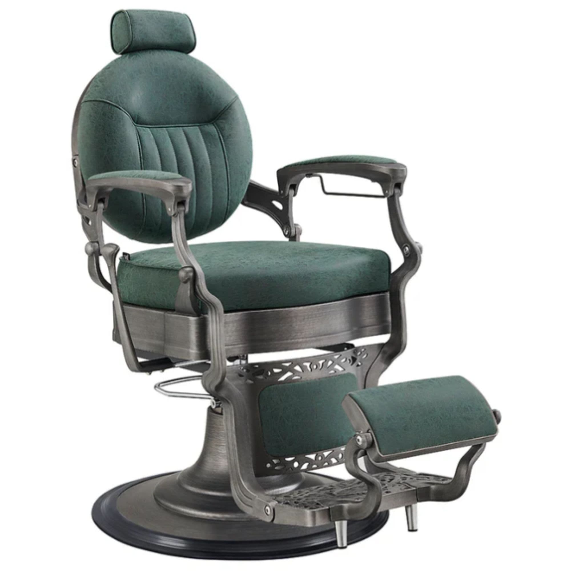 DIR Kaiser Retro Style Vintage Barber Chair Vintage Green Variant Front Angled View On White Background