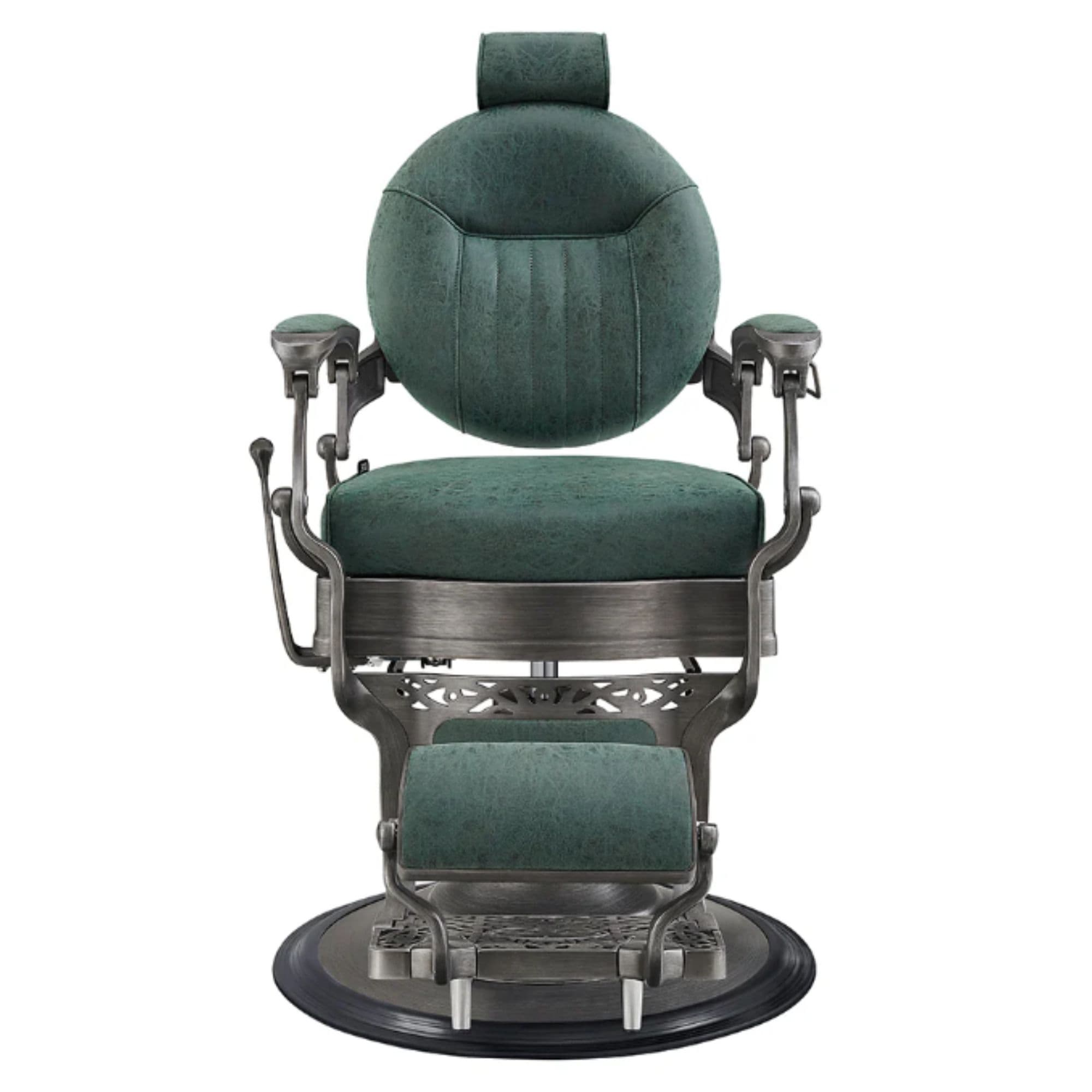 DIR Kaiser Retro Style Vintage Barber Chair Vintage Green Variant Front View On White Background