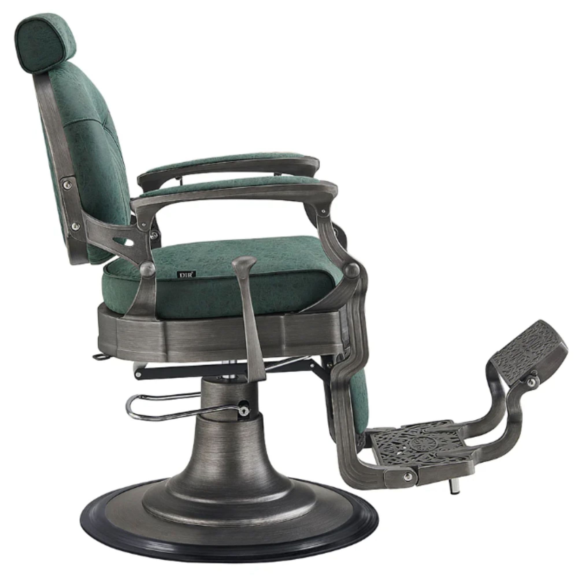 DIR Kaiser Retro Style Vintage Barber Chair Vintage Green Variant Side View On White Background