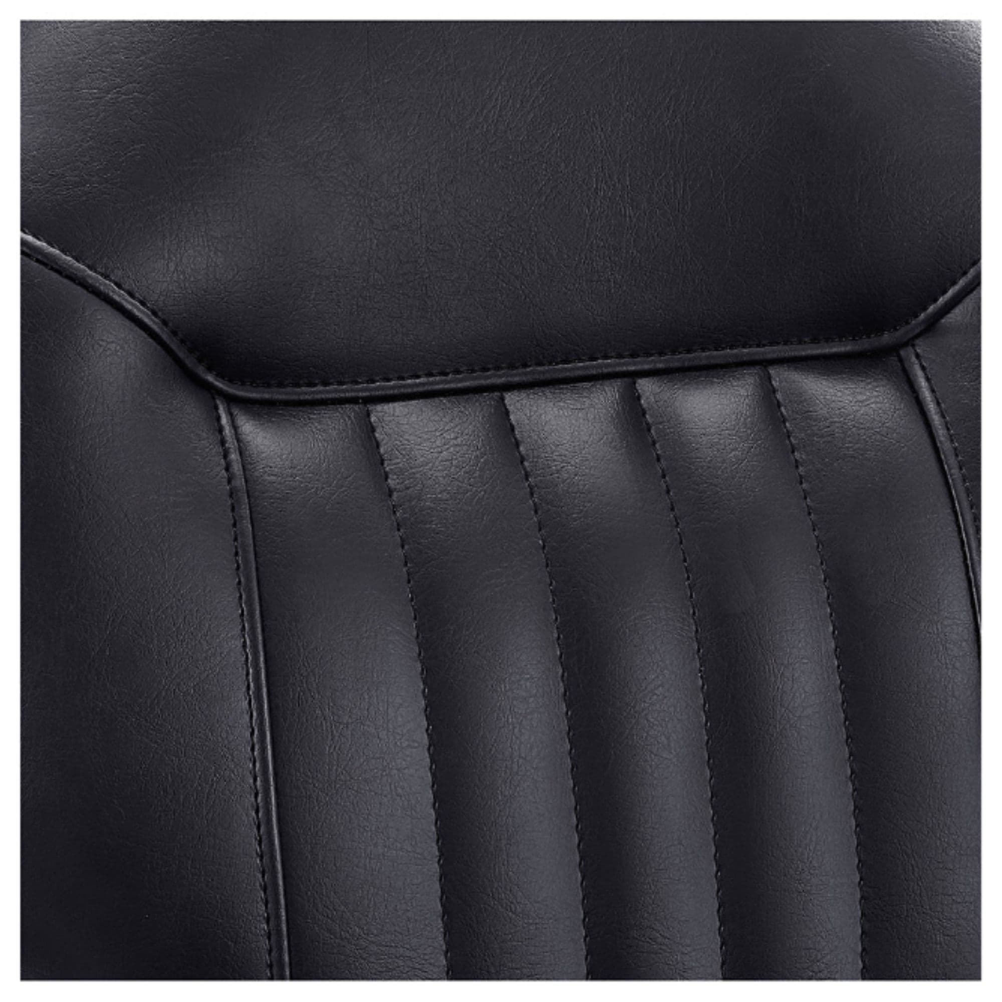 DIR Kaiser Retro Vintage Barbershop Chair Close-Up View Of Back Rest Striped Black Upholstery Pattern