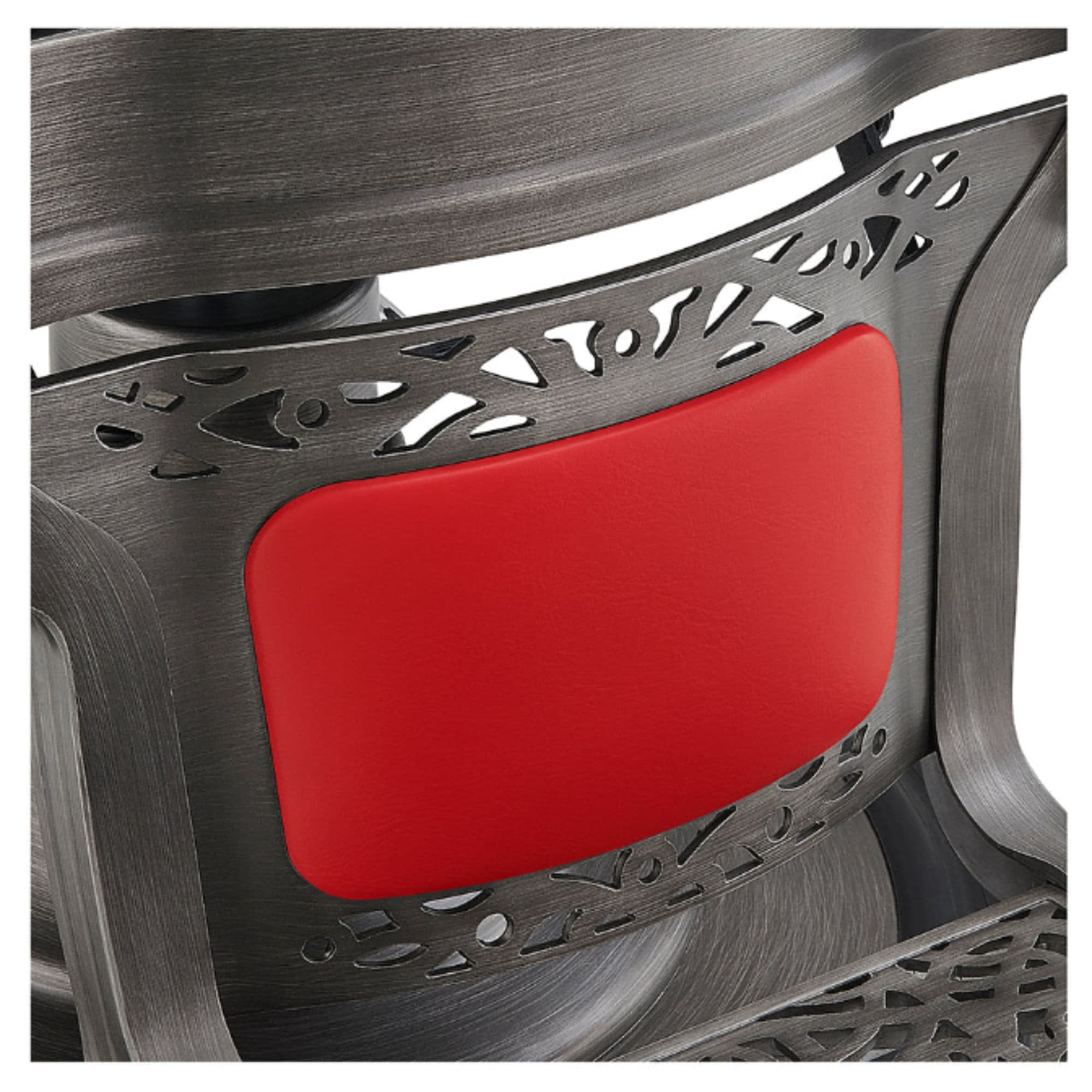 DIR Kaiser Retro Vintage Barbershop Chair Red Variant Close-Up View Of Footrest
