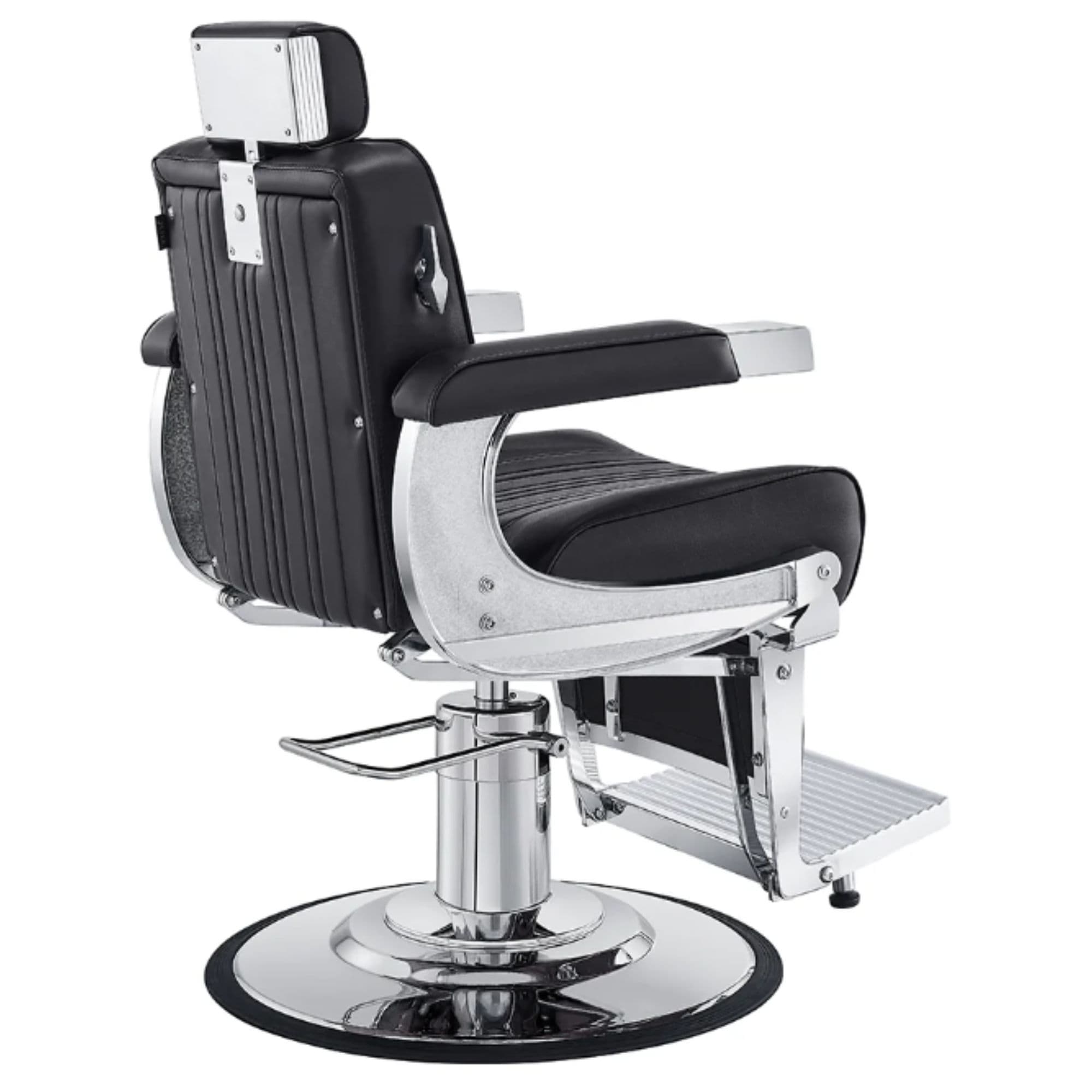 DIR Kingston Hydraulic Barber Chair  Black Variant Rear Angled View On White Background