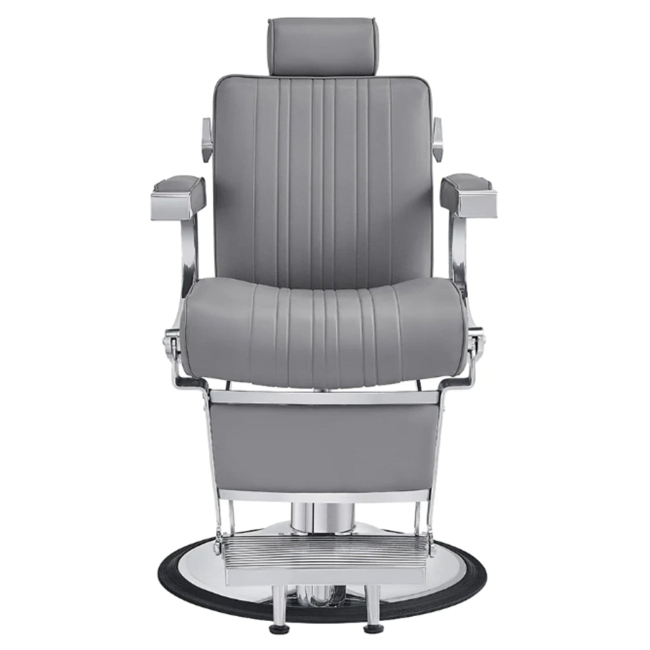 DIR Kingston Hydraulic Barber Chair Gray Variant Front View On White Background