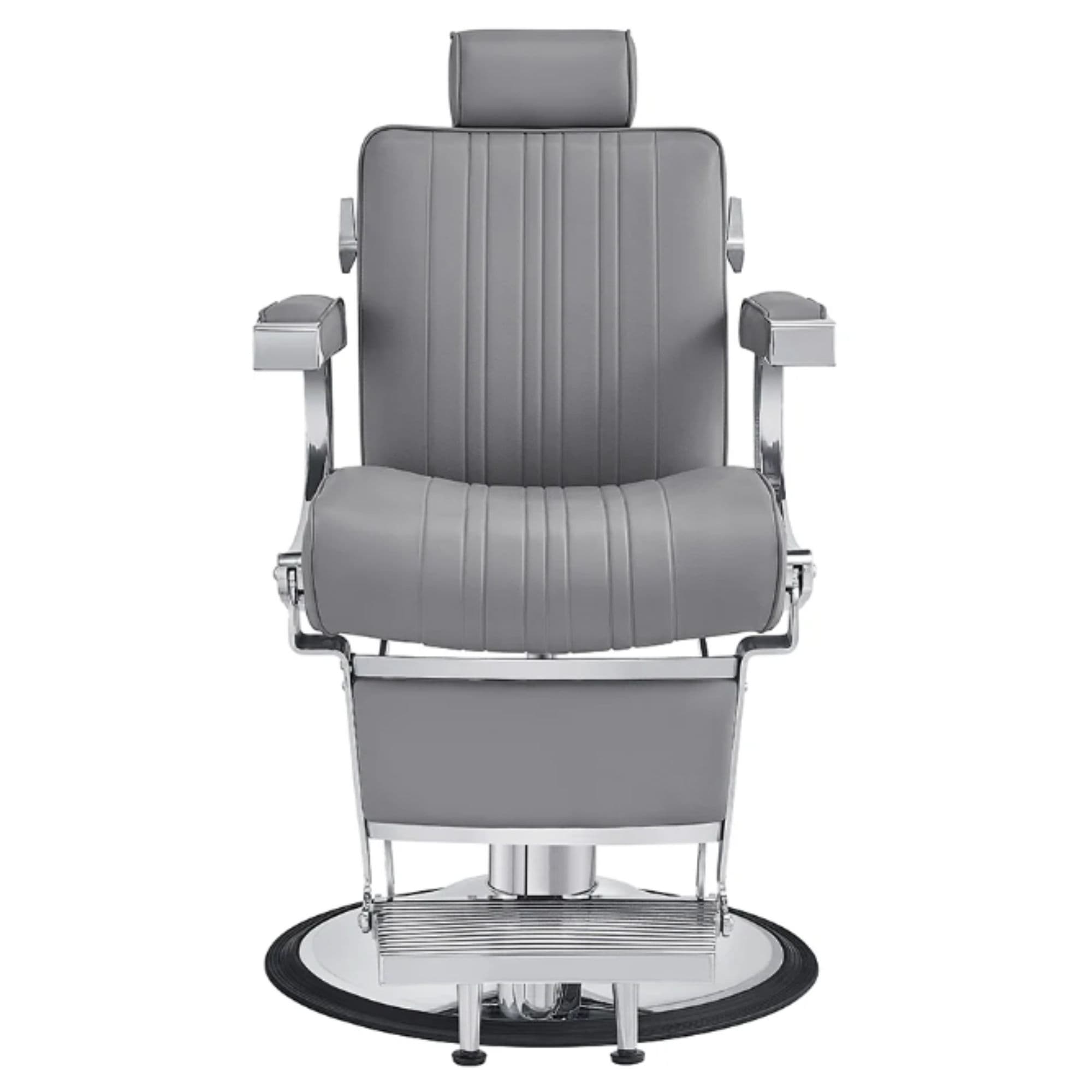 DIR Kingston Hydraulic Barber Chair Gray Variant Front View On White Background