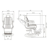 Thumbnail for DIR Kingston Hydraulic Barber Chair Product Dimension Diagram