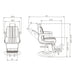 DIR Kingston Hydraulic Barber Chair Product Dimension Diagram