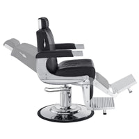 Thumbnail for DIR Kingston Hydraulic Classic Barber Chair Black Variant Side View Demonstrating Swing Adjustment On White Background