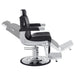 DIR Kingston Hydraulic Classic Barber Chair Black Variant Side View Demonstrating Swing Adjustment On White Background