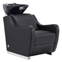 Thumbnail for DIR Leona Massage Shampoo Chair Black Front Angled View Of Black Single Shampoo Wash Station