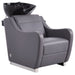 DIR Leona Massage Shampoo Chair Gray Front Angled View Of Black Single Shampoo Wash Station On White Clean Background