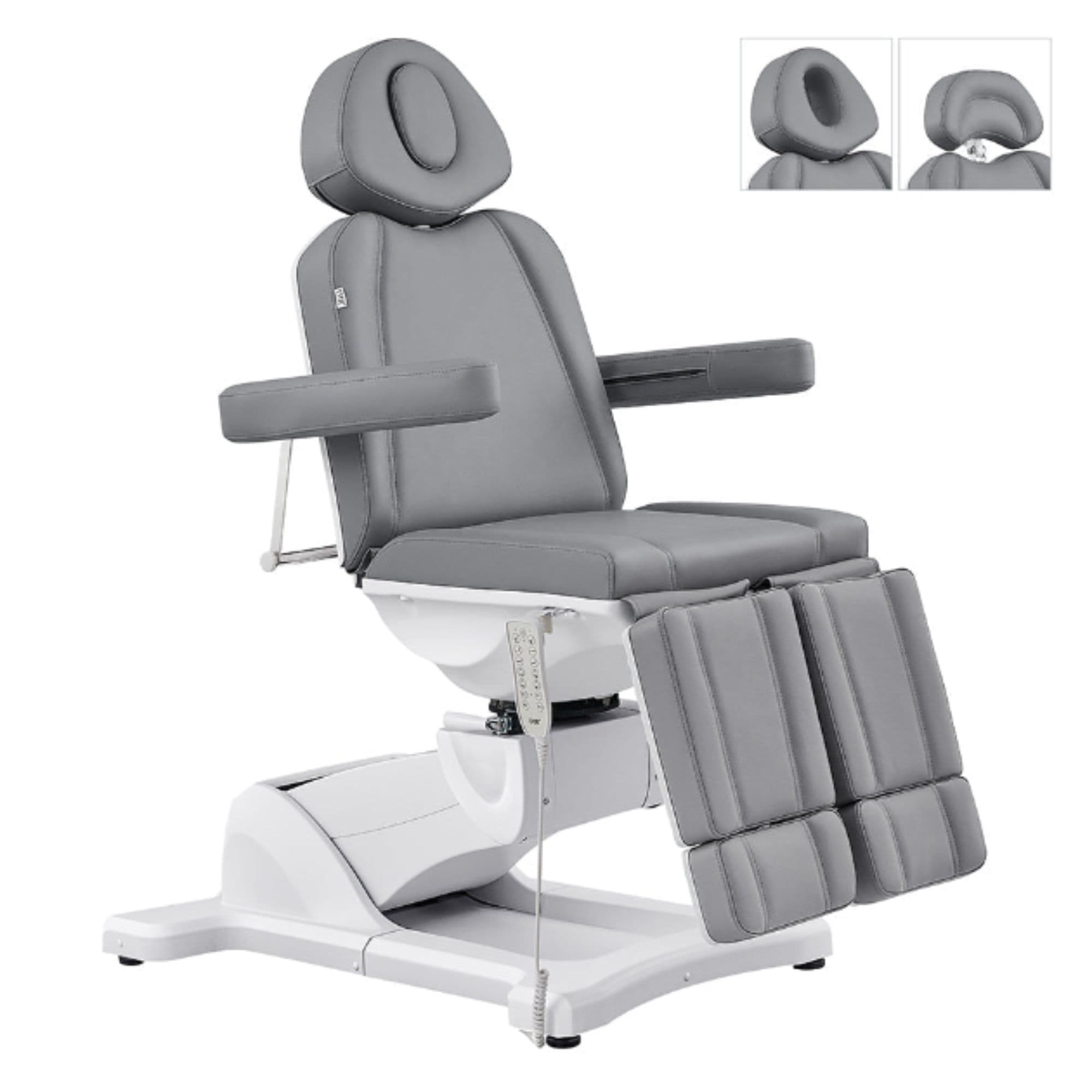 DIR Libra 5-Motor Procedure Chair with Split Legs Gray Front Angled View With Removable Face Cushion On White Background