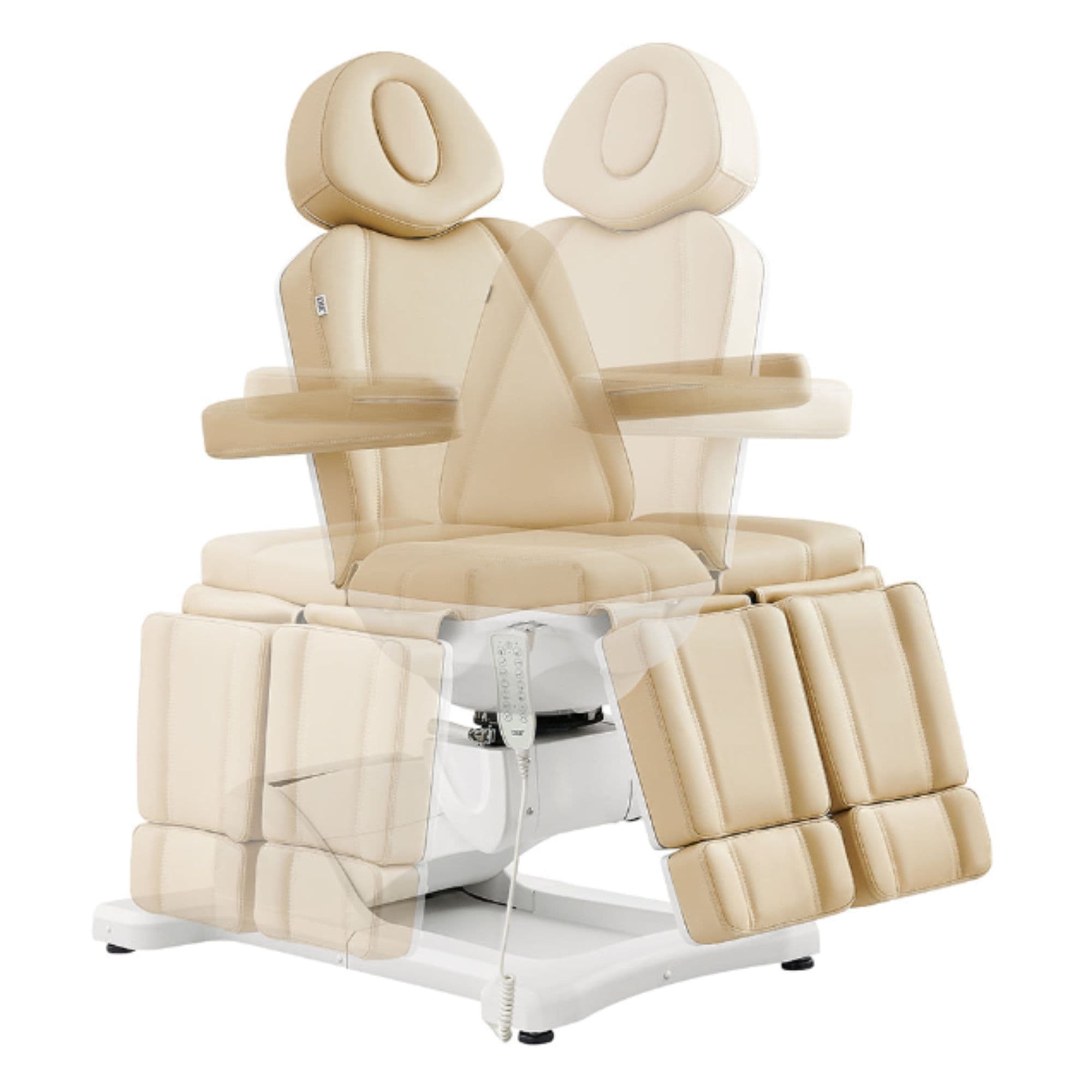 DIR Libra 5-Motors Electric Medical Procedure Chair Beige Front View With Swivel Rotation Demonstration On White Background