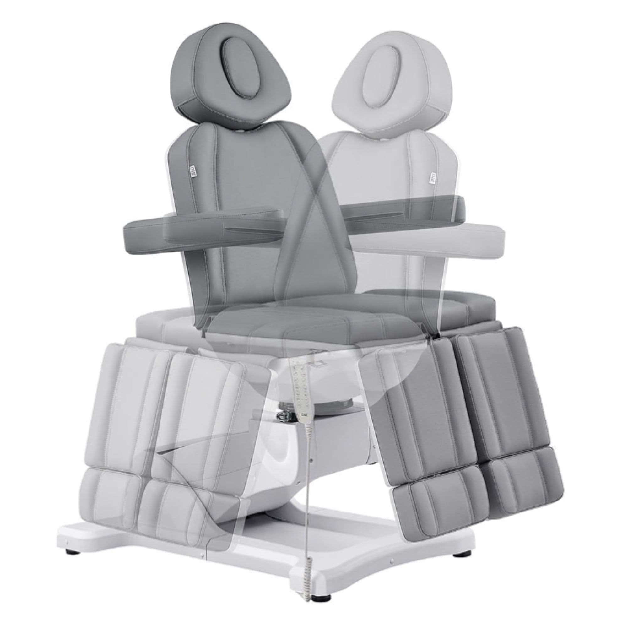 DIR Libra 5-Motors Electric Medical Procedure Chair Gray Front View With Swivel Rotation Demonstration On White Background