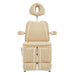 DIR Libra 5-Motors Electric Medical Procedure Chair with Split Legs Beige Front View Showing Pulled-up Headrest On White Background