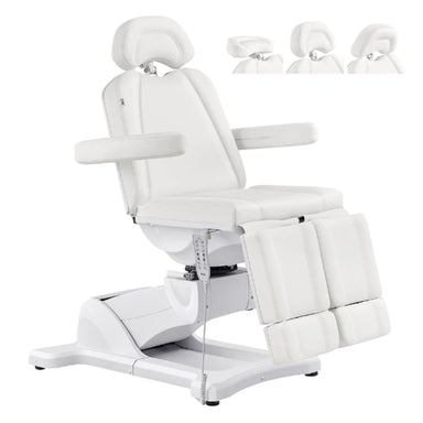 DIR Libra 5-Motors Electric Medical Procedure Chair with Split Legs White Front Angled With Removable Face Cushion Demonstrating Different Positions On White Background