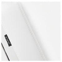 Thumbnail for DIR Luxi 4-Motors Medical Spa Treatment Bed Close-Up View Of White Upholstery With Brand Name And Stitching On White Background