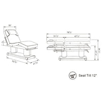 Thumbnail for DIR Luxi 4-Motors Medical Spa Treatment Bed Product Dimension Diagram