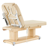 Thumbnail for DIR Luxi 4-Motors Medical Spa Treatment Bed Rear View Of Beige Color And Reclined On Head Section With Remote Control On White Background