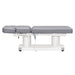 DIR Luxi 4-Motors Medical Spa Treatment Bed Side View And Fully Reclined Of Gray Color With Remote Control On White Background