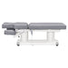 DIR Luxi 4-Motors Medical Spa Treatment Bed Side View And Fully Reclined Of Gray Color With Slightly Adjusted Side Cushion And Remote Control On White Background