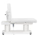 DIR Luxi 4-Motors Medical Spa Treatment Bed Side View Of White Color And Fully Reclined On Head Section With Remote Control On White Background