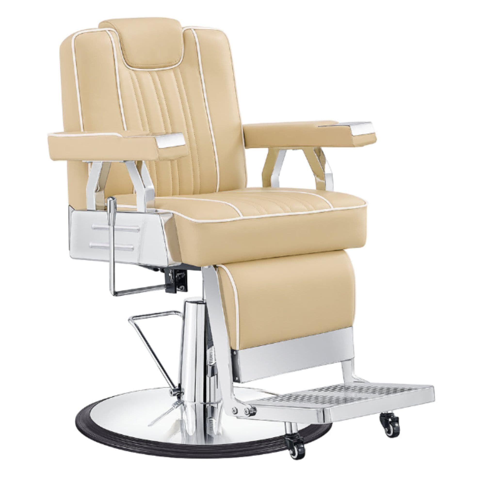 DIR Majesty Antique Barbershop Chairs Beige Variant Front Angled View On White Background