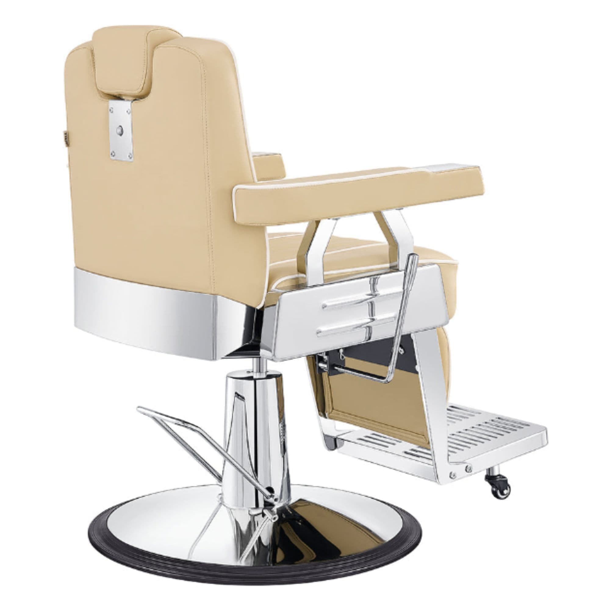 DIR Majesty Antique Barbershop Chairs Beige Variant Rear Angled View On White Background