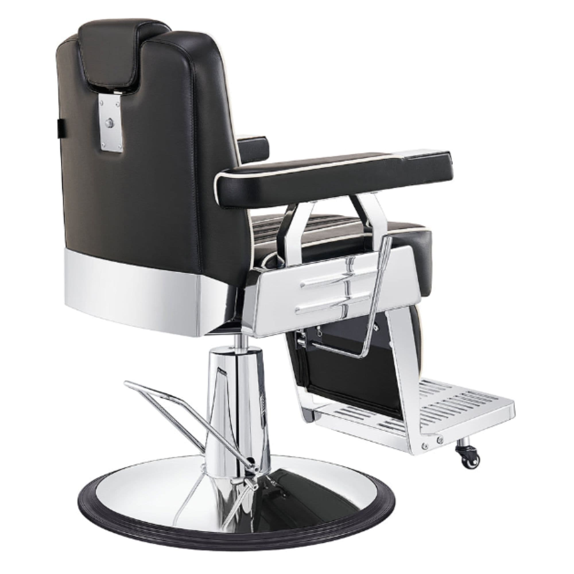 DIR Majesty Antique Barbershop Chairs Black Variant Rear Angled View On White Background