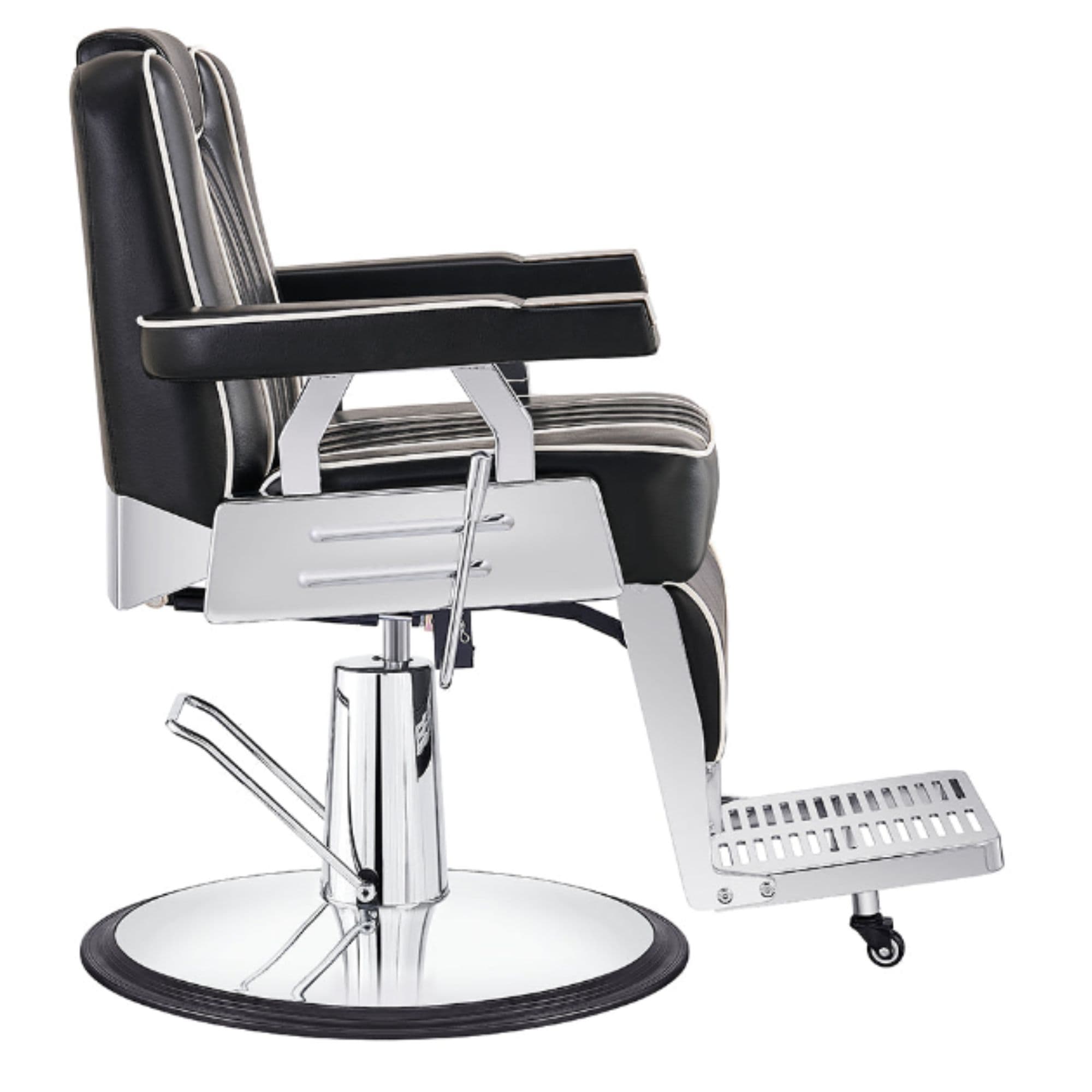 DIR Majesty Antique Barbershop Chairs Black Variant Side View On White Background