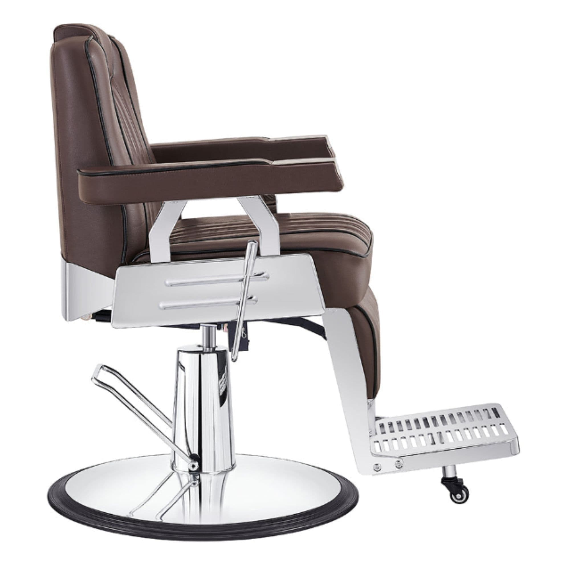 DIR Majesty Antique Barbershop Chairs Brown Variant Side View On White Background