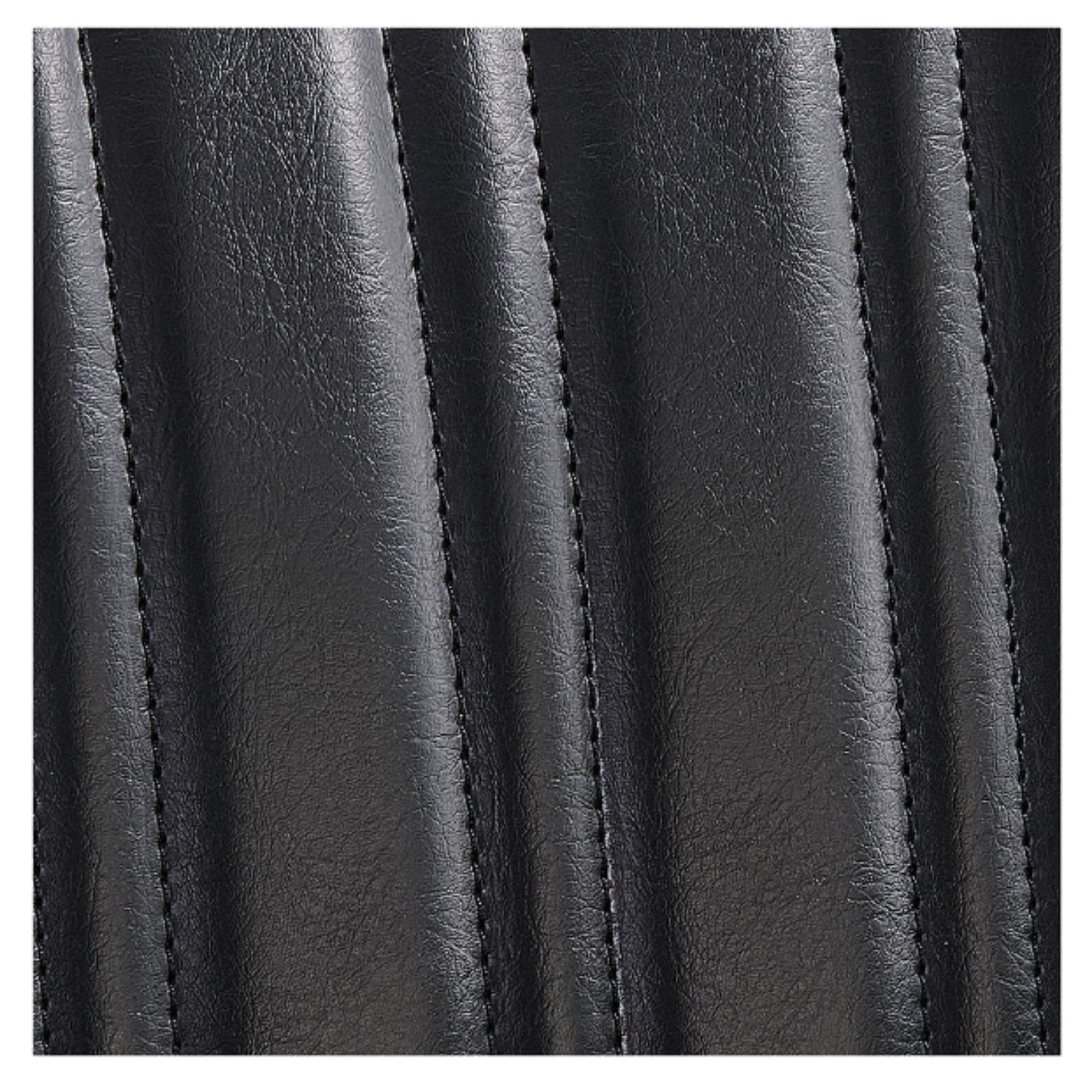 DIR Majesty Antique Barbershop Chairs Close-Up View Of Black Upholstery With Vertical Stitching