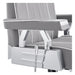 DIR Majesty Antique Barbershop Chairs Close-Up View Showing Gray Upholstered Armrest And Metallic Side Detail