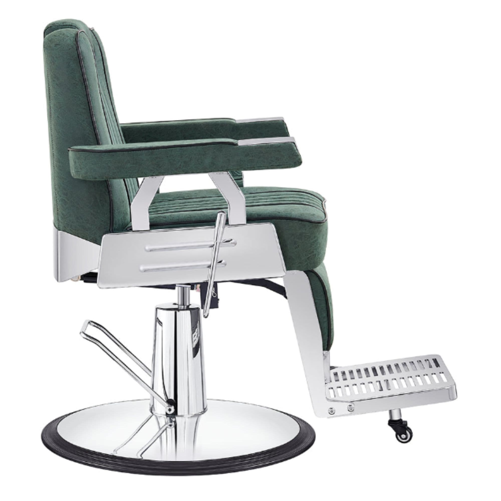 DIR Majesty Antique Barbershop Chairs Green Variant Side View On White Background