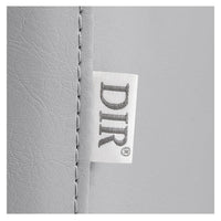 Thumbnail for DIR Majesty Vintage Style Barber Chair Close-Up View Of Gray Upholstery With Brand Name