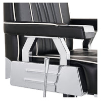 Thumbnail for DIR Majesty Vintage Style Barber Chair Close-Up View Showing Black Upholstered Armrest And Metallic Side Detail