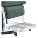 DIR Majesty Vintage Style Barber Chair Green Variant With Close-Up View Of Metal Footrest Platform On White Background
