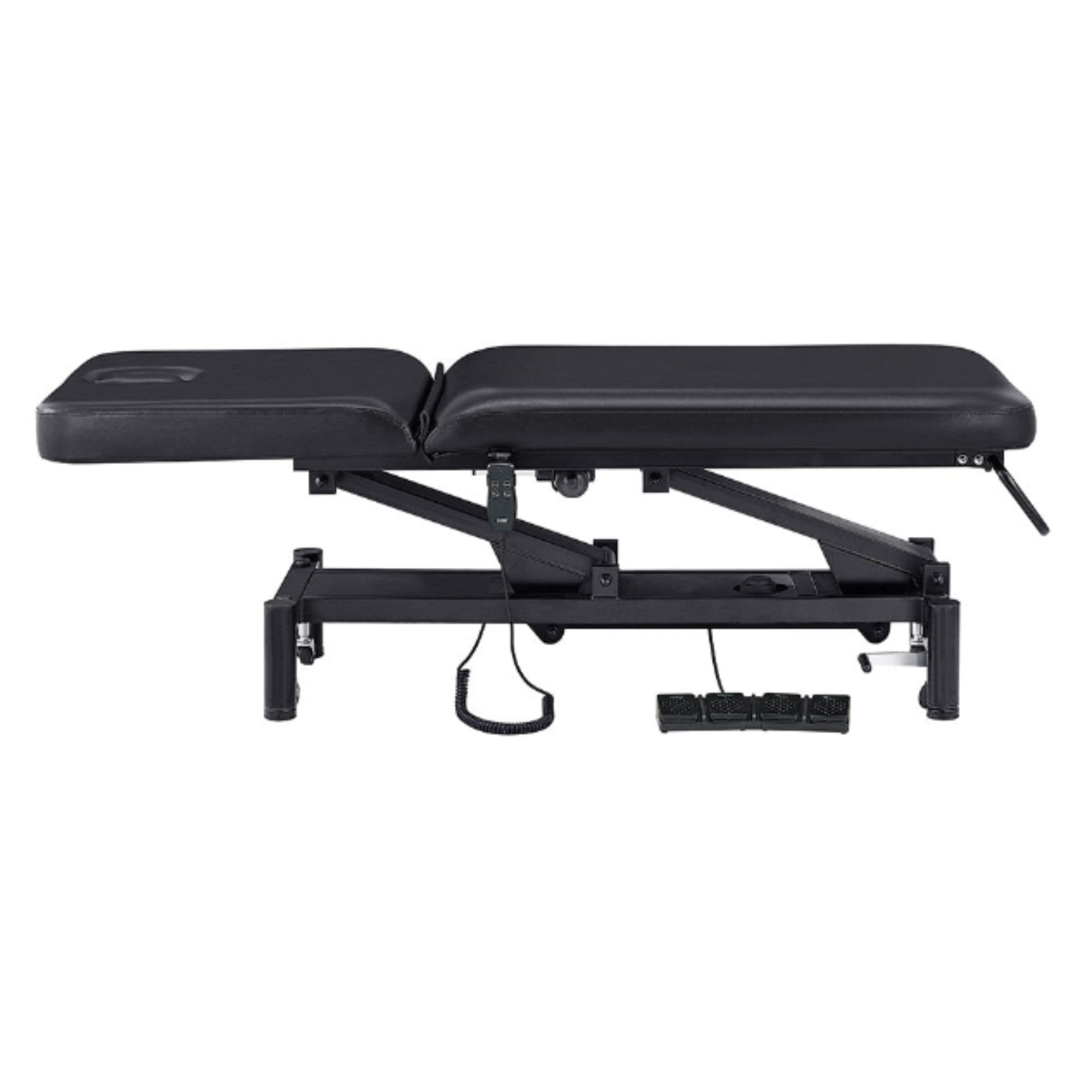 DIR Mar Egeo 2-Motors Electric Medical Spa Treatment Bed Black Variant Side View Fully Reclined On White Background