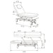 DIR Mar Egeo 2-Motors Electric Medical Spa Treatment Bed Product Dimension Diagram