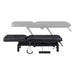 DIR Mar Egeo 2-Motors Electric Medical Spa Treatment Bed Side View And Fully Reclined Of Black Variant Showing An Up And Down Adjustment With Foot Control On White Background